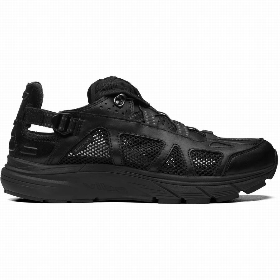 Salomon Techsonic Leather Advanced Bezecke Topanky Panske Čierne |XHR4856GH|